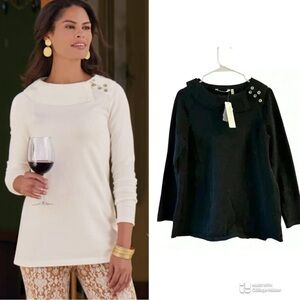 NWT Soft Surroundings Dimitra boatneck sweater black